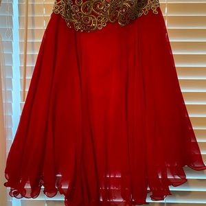 Red Homecoming/ Prom Dress with Silver bust